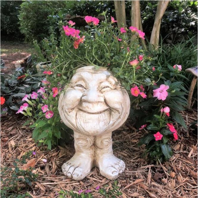 Resin Face Planter with Drainage Hole, Six Characters, view 37