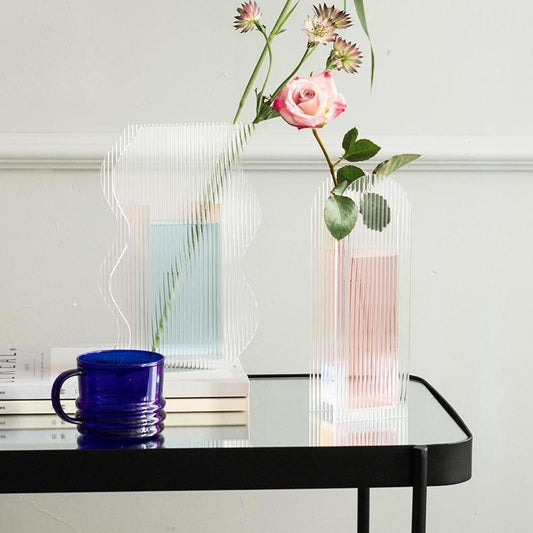 Flat Ribbed Acrylic Vase, Arch or Wavy Shape, view 2