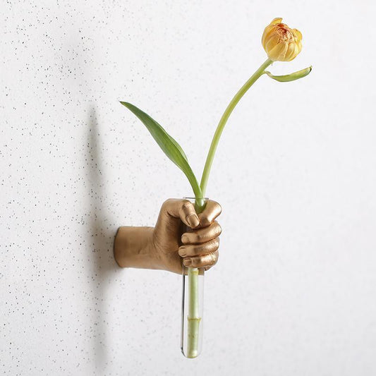 Hand Shaped Wall Vase with Glass Tube, Six Colors, view 2
