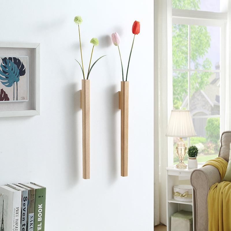 Wall Mounted Wooden Bud Vase with Glass Vial, view 2