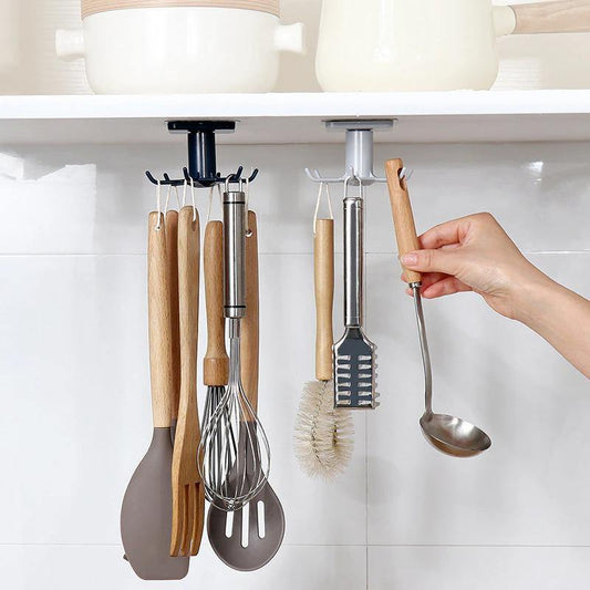 Rotating Under-Cabinet Utensil Rack with 6 Hooks, view 2
