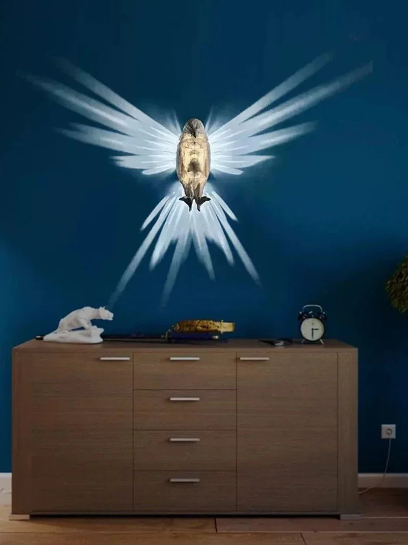 Eagle or Owl Wall Lamp, Battery Powered, No Wiring, view 9