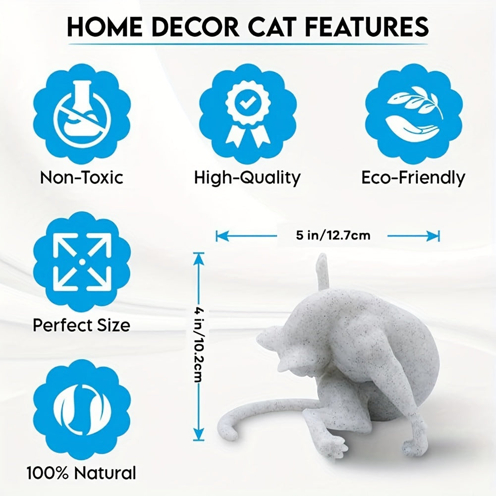 Resin Cat Figurine in Grooming Pose, 5.5 in, view 5