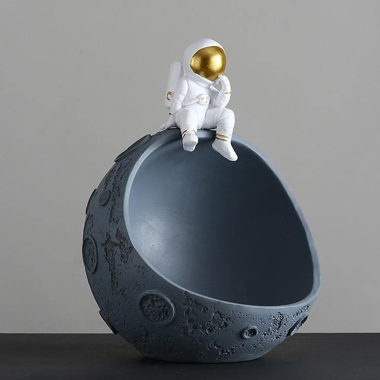 Moon Bowl Candy Dish with Astronaut Figure, Resin, view 9