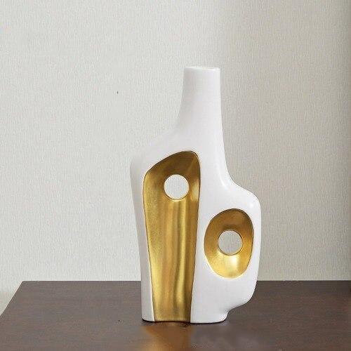 Gold and White Abstract Vases, Three Sizes or a Set, view 9