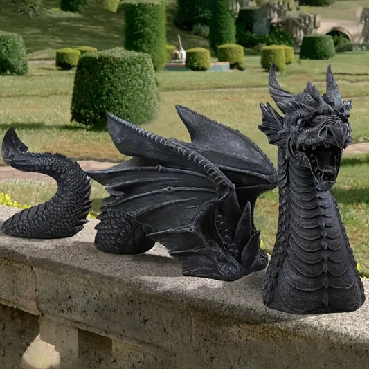 Dragon Garden Ornament, Weatherproof Outdoor Statue, view 2