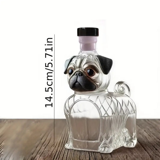 Pug Dog Glass Decanter for Whiskey and Wine, view 2