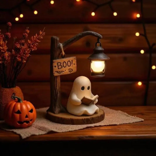 Reading Ghost Night Light with Lantern, Resin, USB, view 2