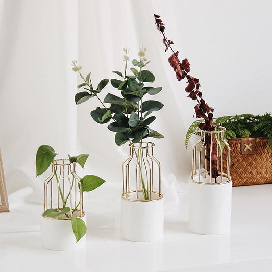 Slim Iron and Ceramic Bud Vase in Three Sizes, view 2