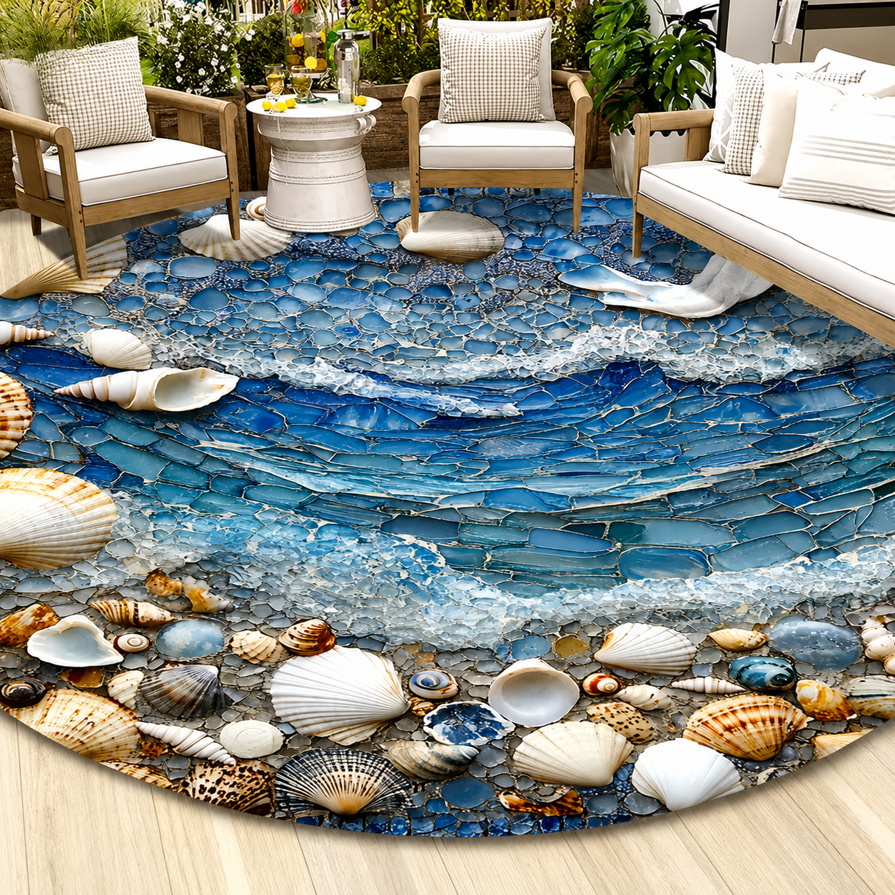 Round Pebble Print Mat for Indoors or Outdoors, view 5