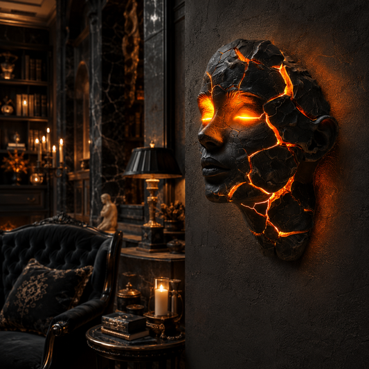Cracked Lava Stone LED Wall Lamp, USB Powered, view 2