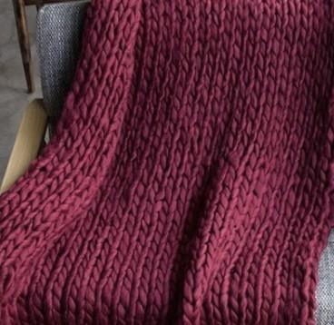 Chunky Knit Throw Blanket in Wool Acrylic Blend, view 13