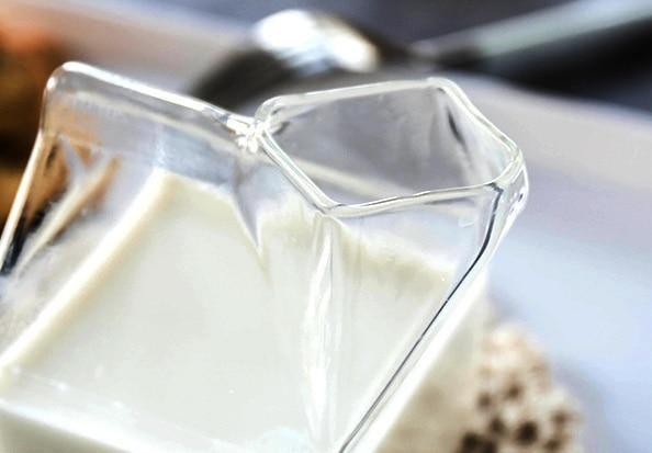 Glass Milk Carton Cup with Square Base, 11.8 fl oz, view 15