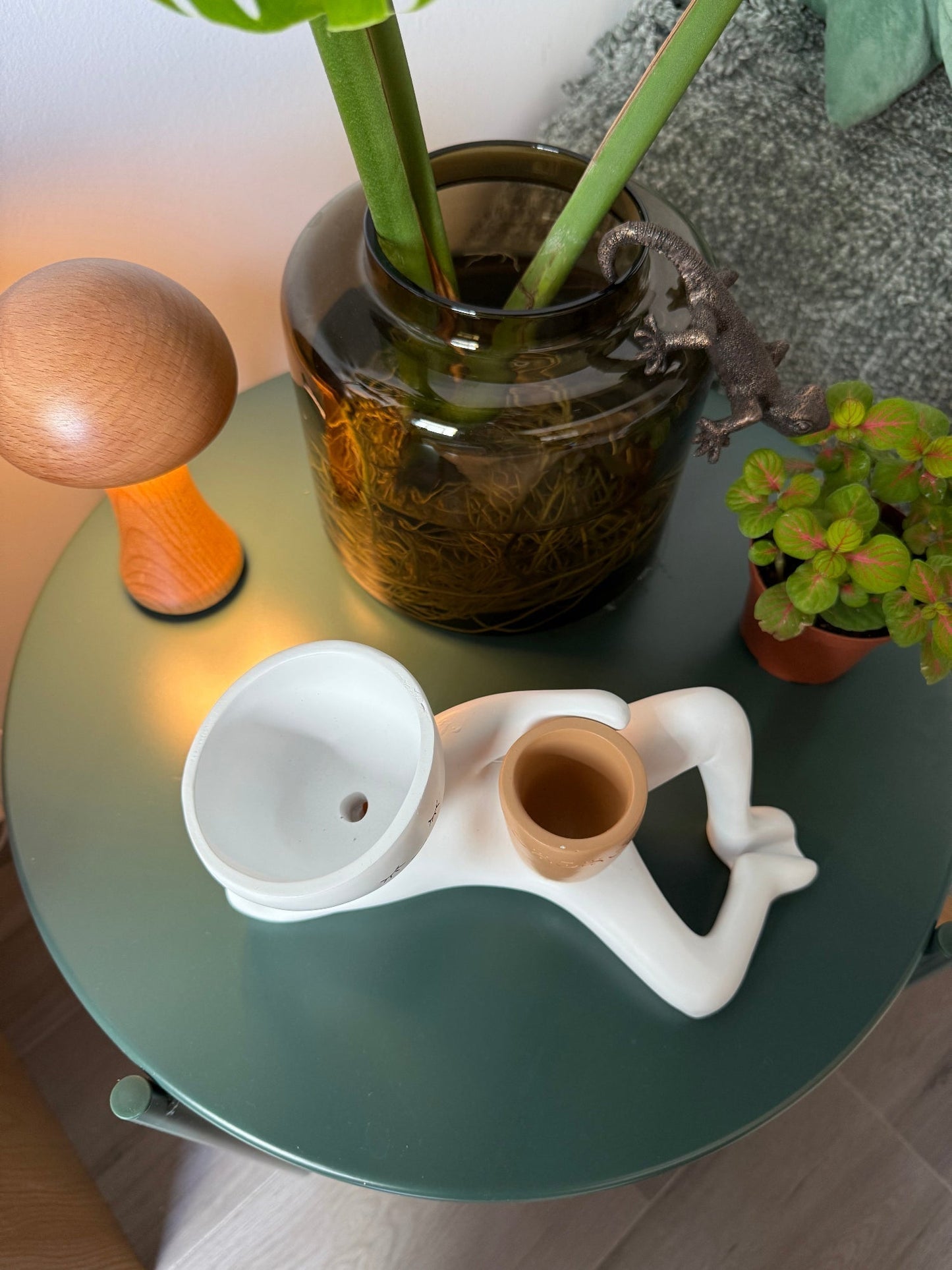 Reclining Man Resin Planter, Head and Hand Pots, view 8