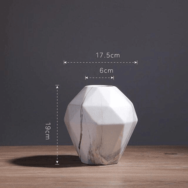 Faceted Ceramic Vases with a Marbled Finish, Five Sizes, view 22