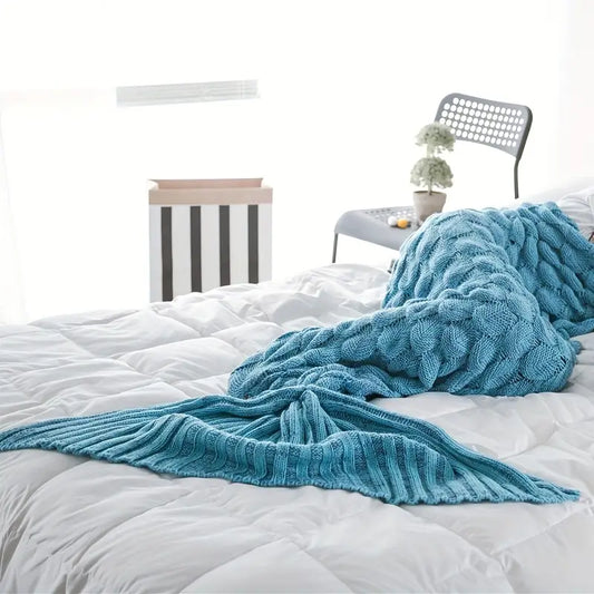 Knitted Mermaid Tail Blanket, Two Sizes, view 2