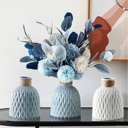 Textured Ceramic Vase with Origami Fold Pattern, view 2
