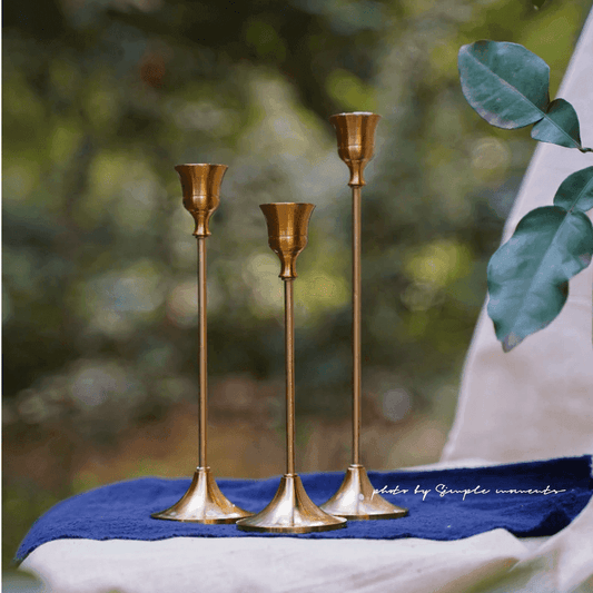 Bronze Metal Taper Candle Holders, Set of Three, view 2