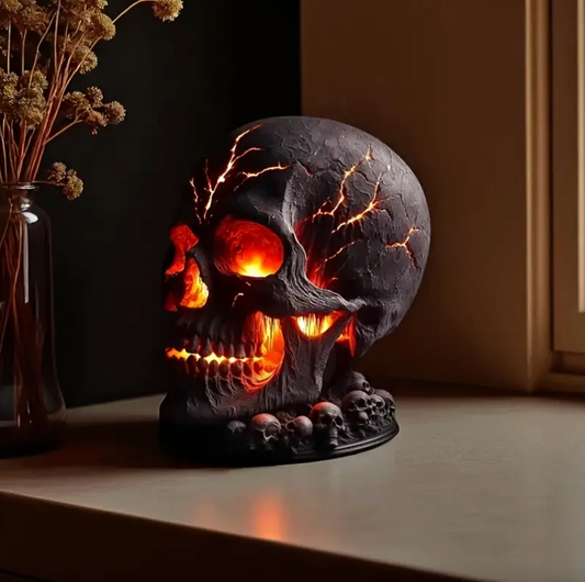 Resin Skull Lava Lamp with Red Lava Core, view 2