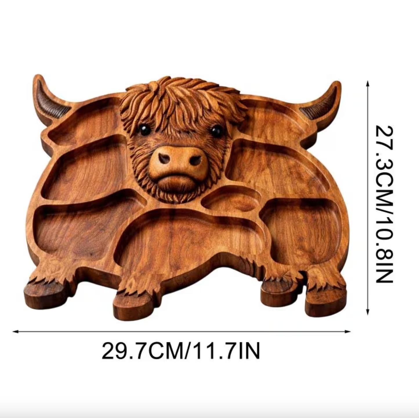 Carved Highland Cow Charcuterie Board in Solid Wood, view 9