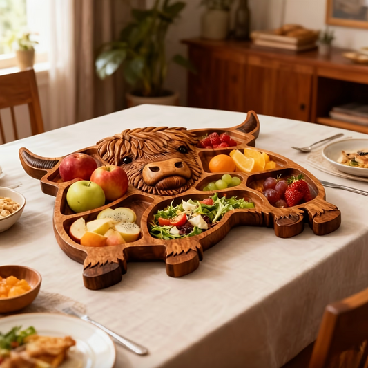Carved Highland Cow Charcuterie Board in Solid Wood, view 2