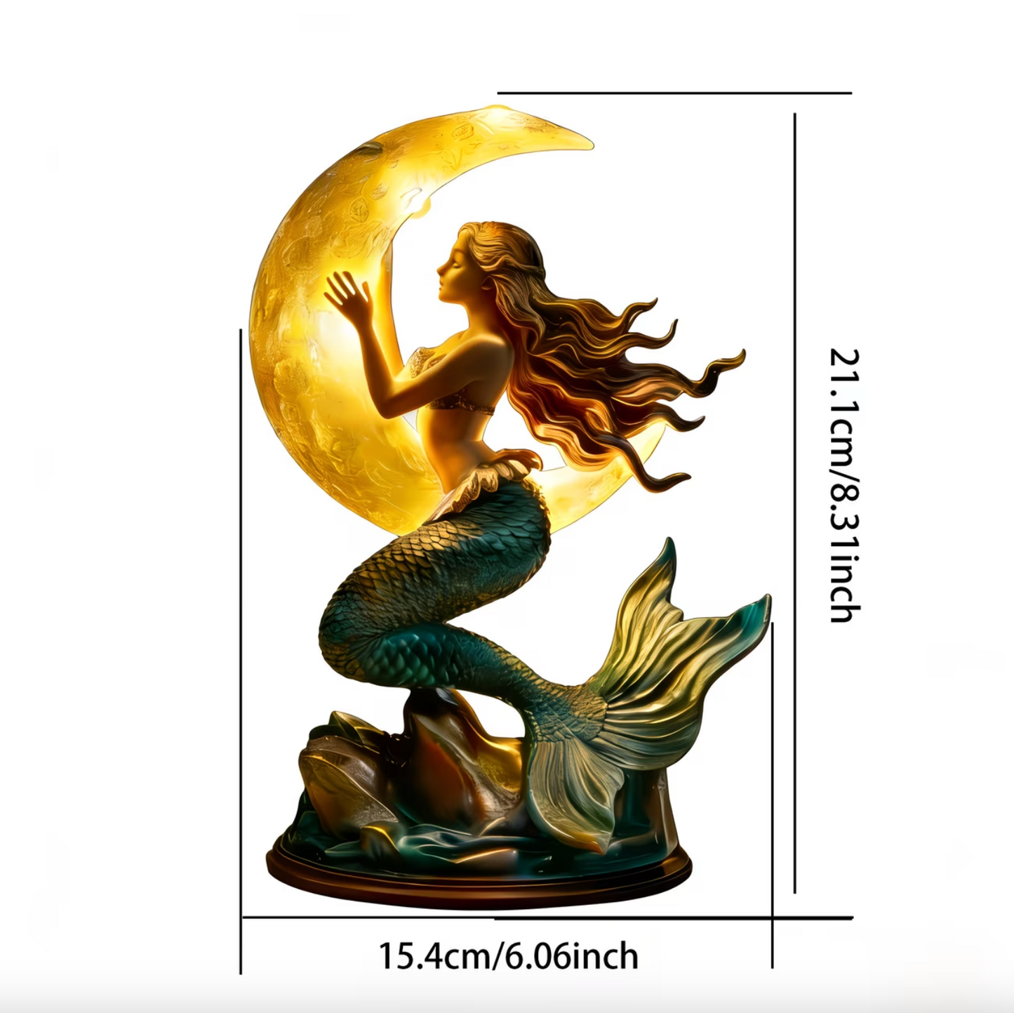 Mermaid and Crescent Moon USB Night Lamp, view 8