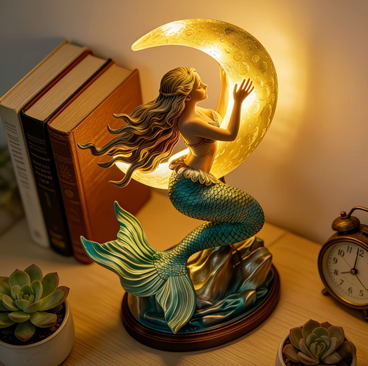 Mermaid and Crescent Moon USB Night Lamp, view 2