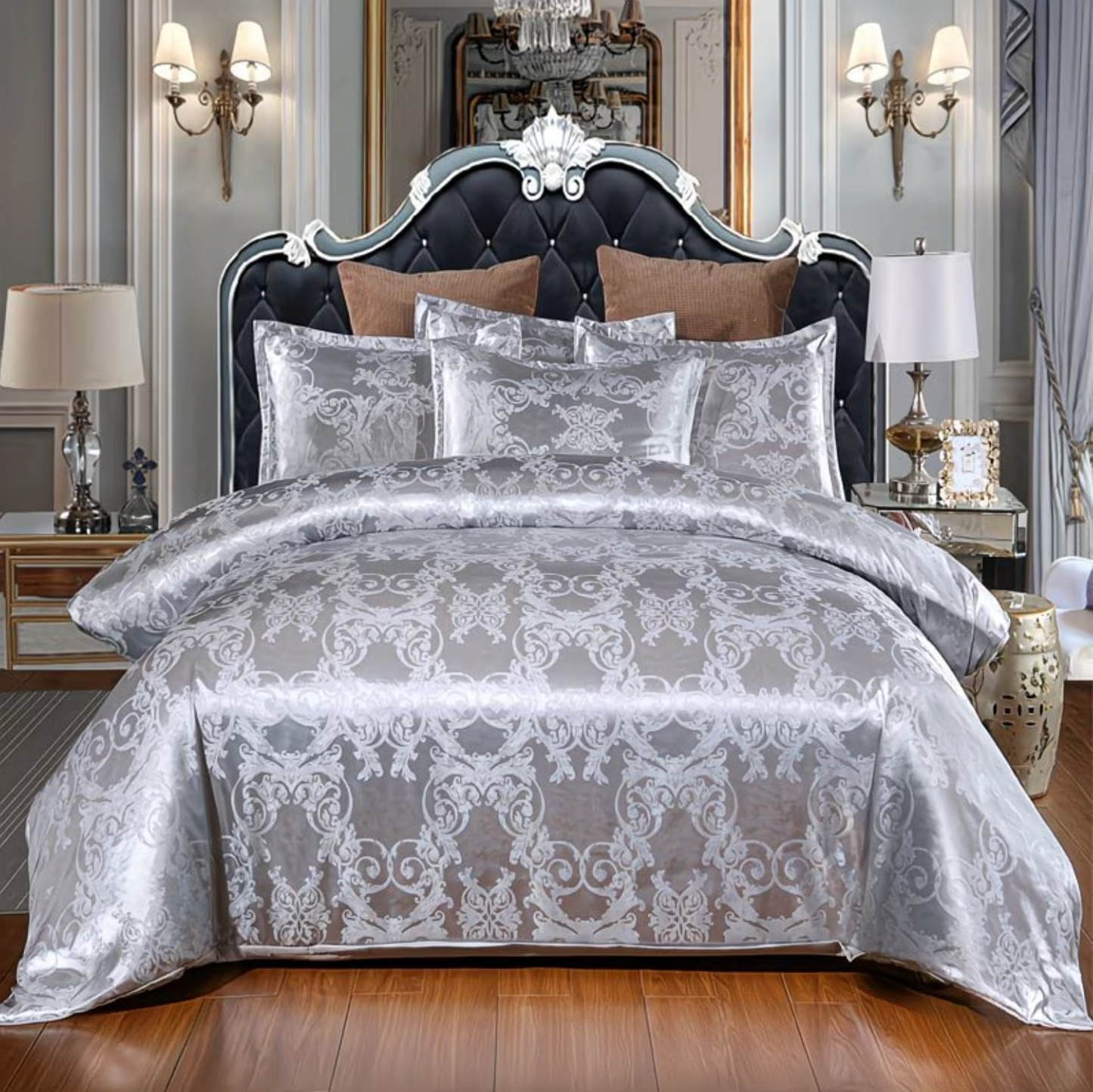 Woven Damask Jacquard Bedding Set, Twin to King, view 8