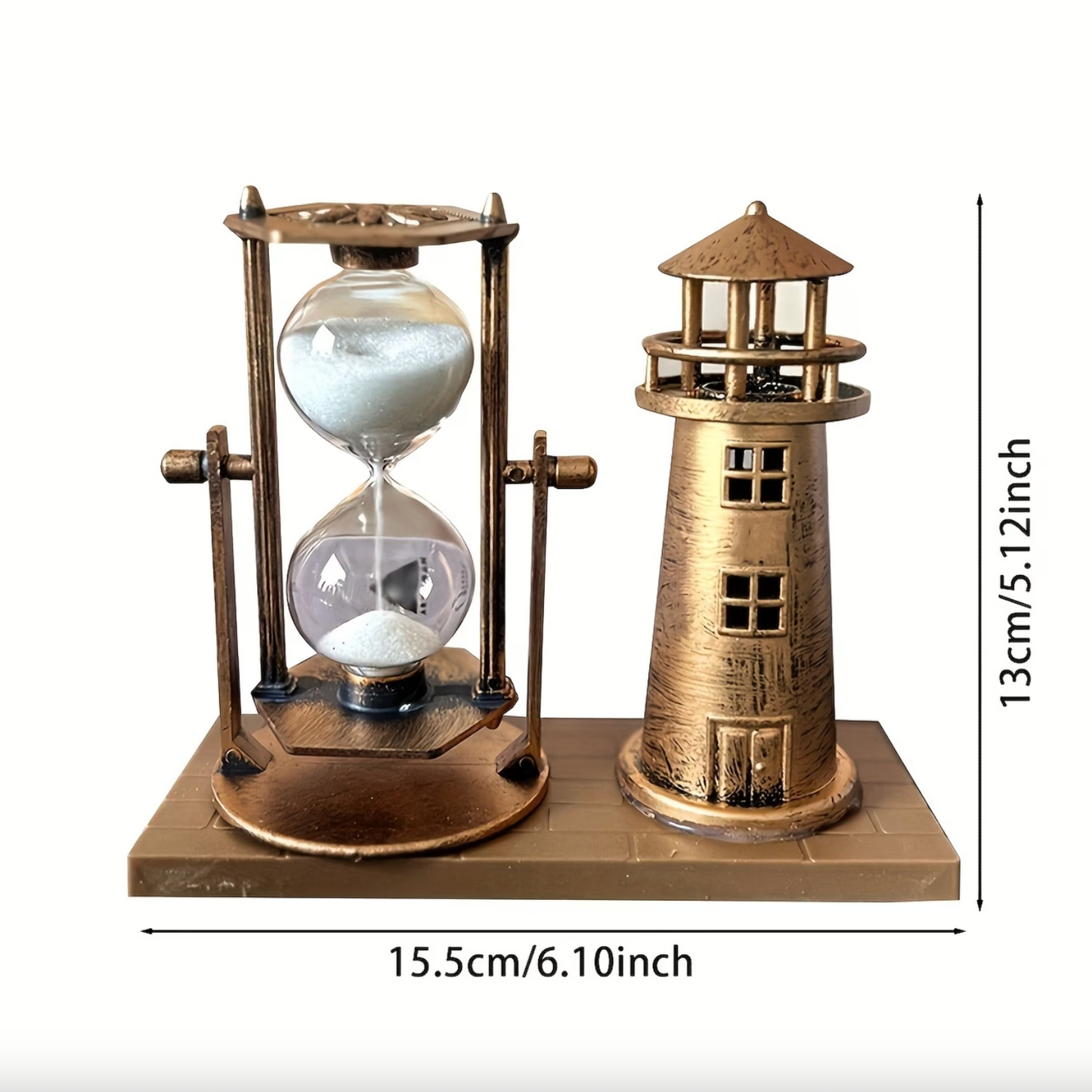 Lighthouse Hourglass Sand Timer with Bronze Finish, view 5