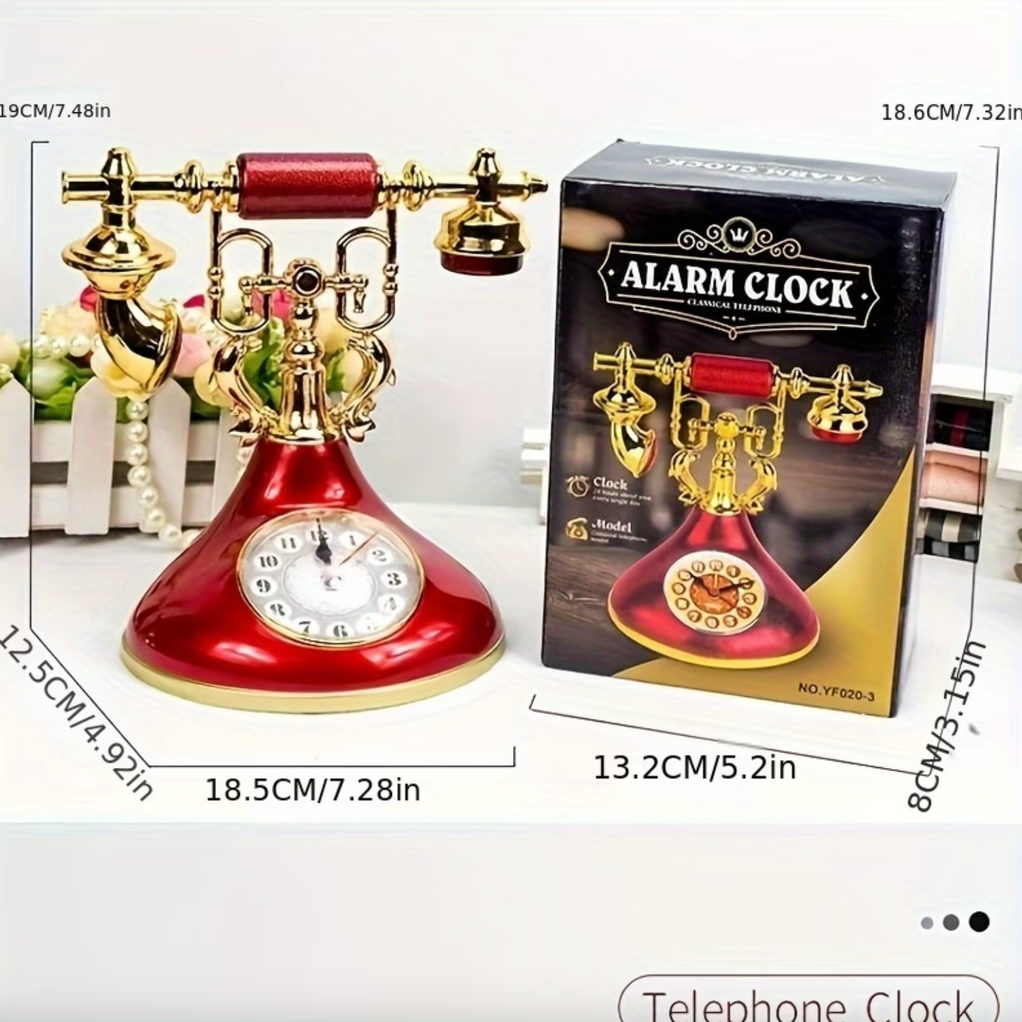 Vintage Telephone Shaped Alarm Clock, Three Finishes, view 5