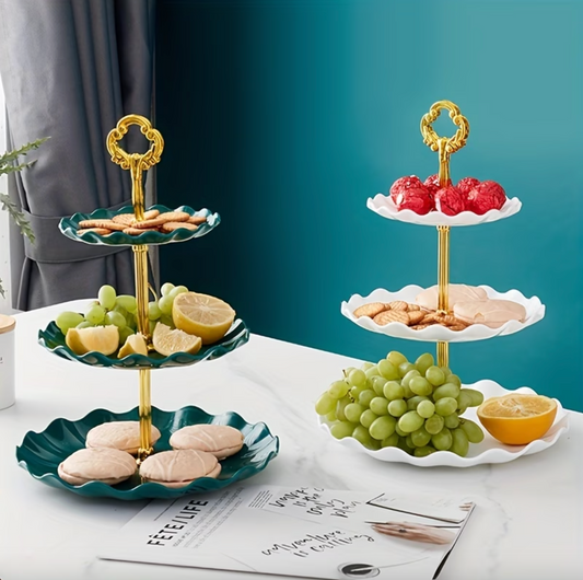 Three Tier Serving Stand with Ruffled Trays, view 2