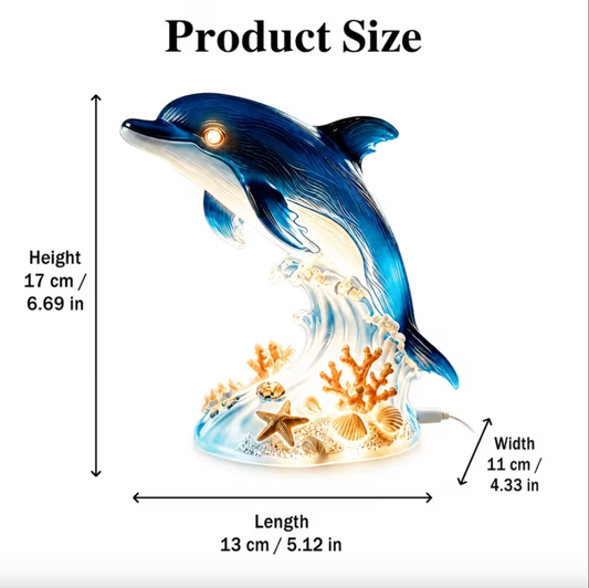 Dolphin and Wave LED Night Lamp, USB Powered, view 2
