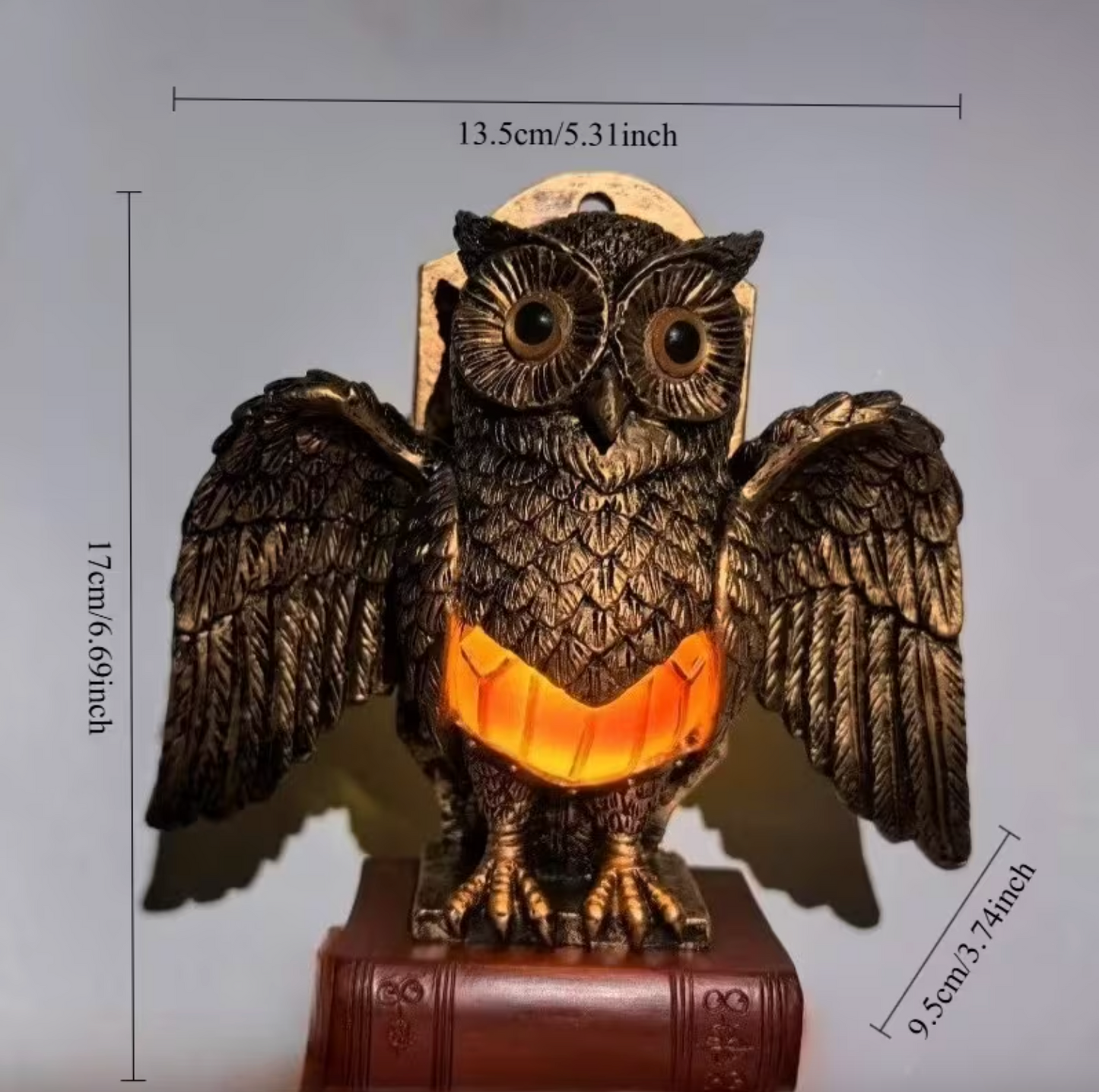 Owl Wall Lamp with Spread Wings and a Glowing Belly, view 8