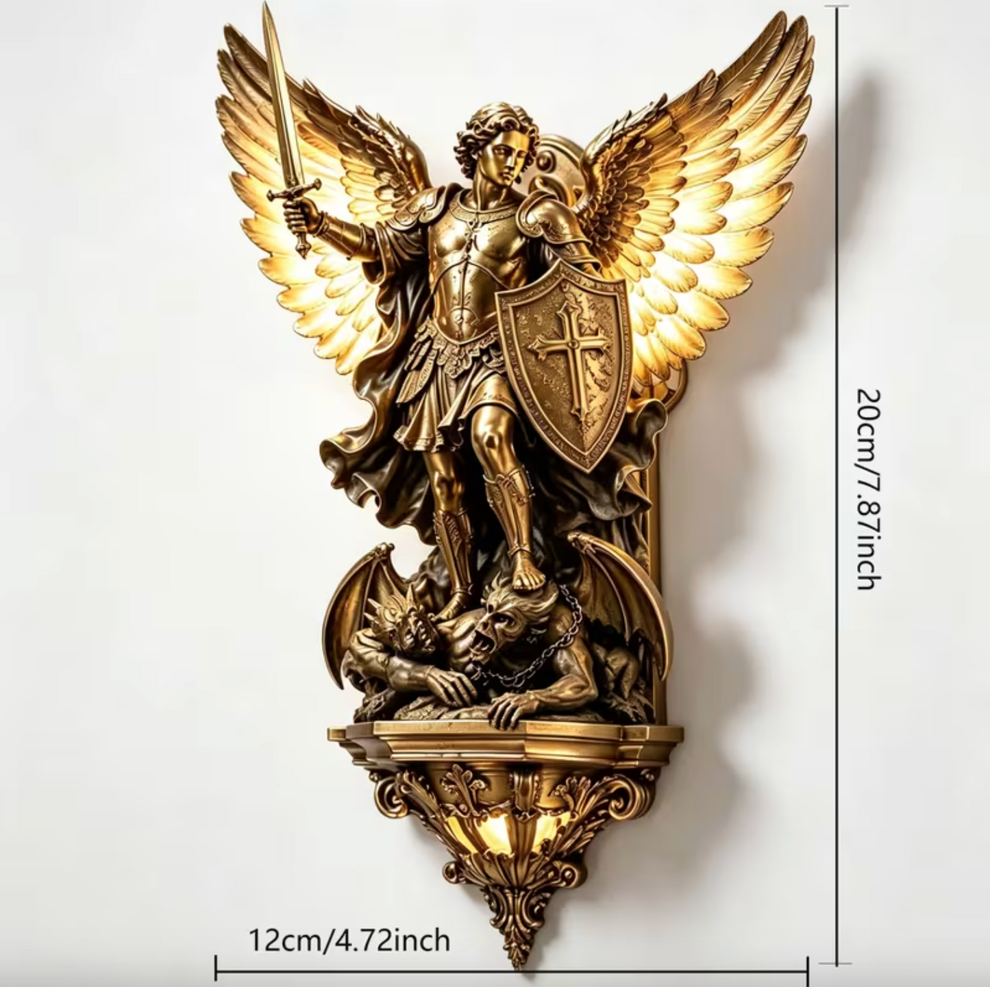 Archangel Michael Resin Wall Lamp, USB Powered, view 5