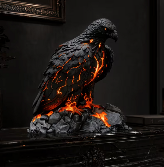 Eagle Sculpture Lamp in Resin with Amber Glow, view 2