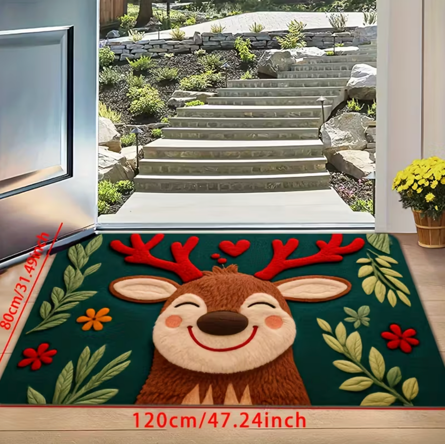 Reindeer Christmas Mat in Plush Microfiber, view 10