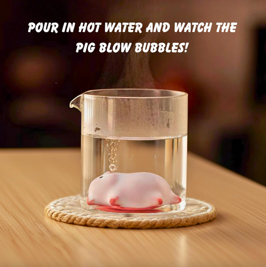 Bubble Blowing Pig Ceramic Tea Cups, Set of Two, view 2