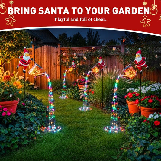 Solar Santa Watering Can Light with Cascading LEDs, view 2