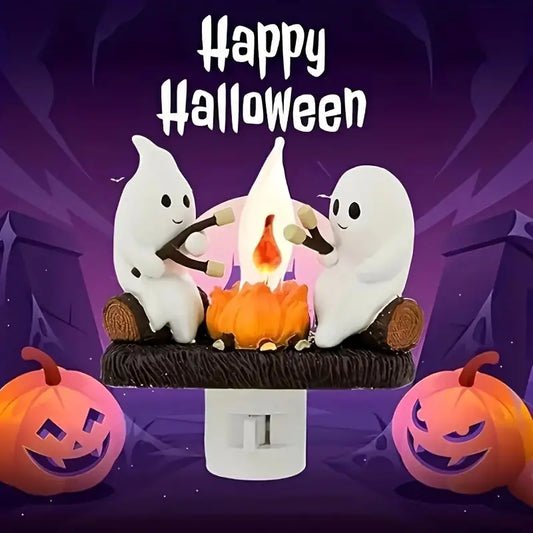 Ghost Campfire Plug In Night Light with Flame Bulb, view 2