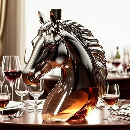 Horse Head Glass Decanter for Whiskey, 12 oz, view 2