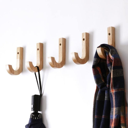 Birch Wood J Hook Wall Hooks, Single or Pair, view 2