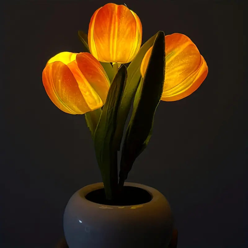 LED Tulip Lamp in a Vase, White, Orange or Pink, view 8