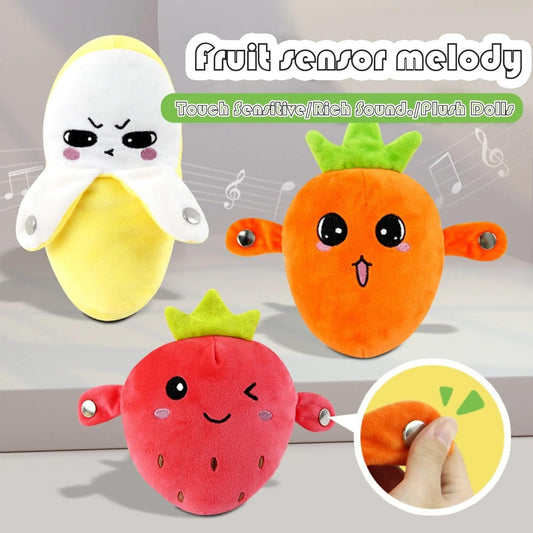 Musical Plush Fruit Toy, Singing Strawberry, Banana, Carrot, view 2