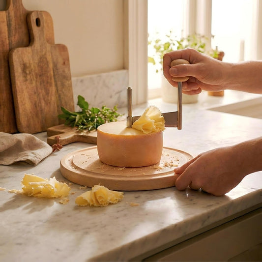 Swiss Style Cheese Curler with Wooden Base, view 2