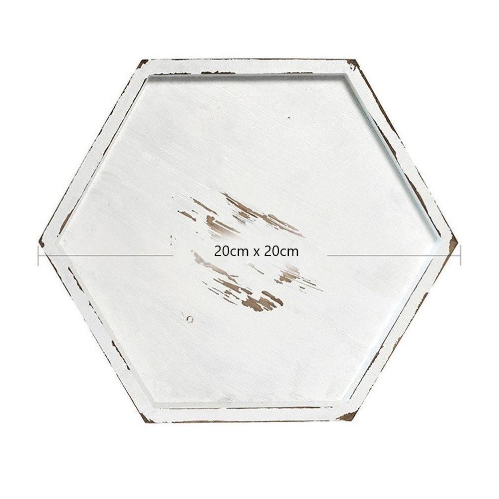 Square Wood Serving Tray in Rustic White, Three Sizes, view 11