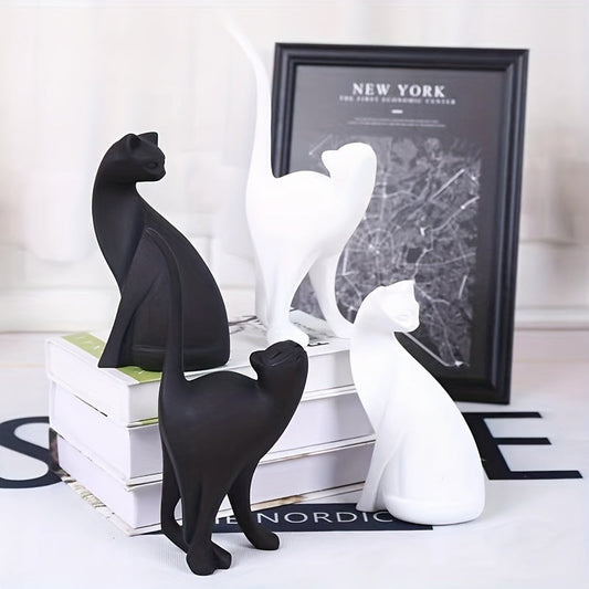 Minimalist Resin Cat Figurine, Two Poses, view 2