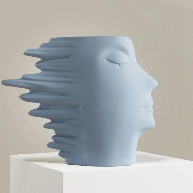 Sculpted Windswept Faces Resin Vase, Five Colors, view 12