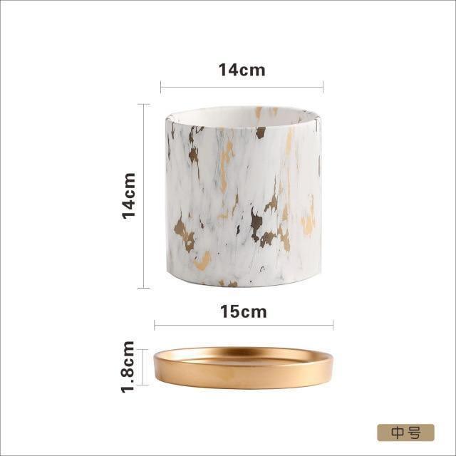 Ceramic Tabletop Planter with Gold Maze Pattern, view 10