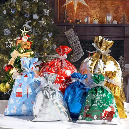 Christmas Drawstring Gift Bags, 18 or 50 Pack, view 2