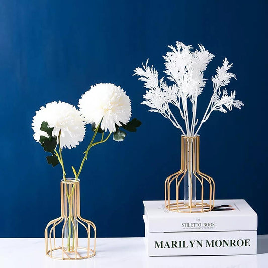 Test Tube Bud Vase with Iron Wire Stand, view 2